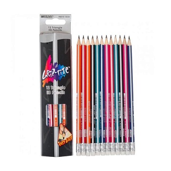 фото набір олівців чорнографітних marco grip-rite з гумкою, 12 шт