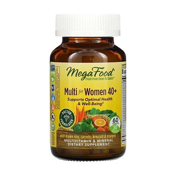 фото дієтична добавка мультивітаміни та мінерали в таблетках megafood multi for women 40+ для жінок, 60 шт