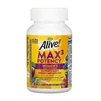 фото дієтична добавка в таблетках nature's way alive! max3 women's multi vitamin & mineral, 90 шт