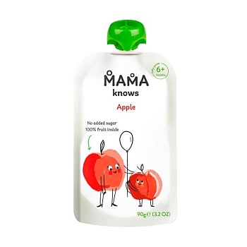 фото дитяче фруктове пюре mama knows яблуко, без цукру, з 6 місяців, 90 г