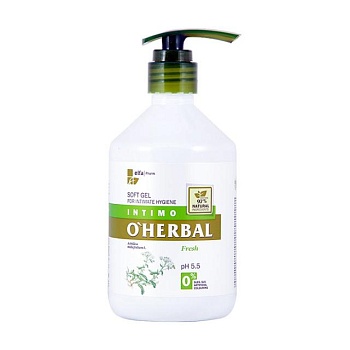 фото ніжний гель для інтимної гігієни o'herbal з екстрактом деревію, ph5.5, 500 мл
