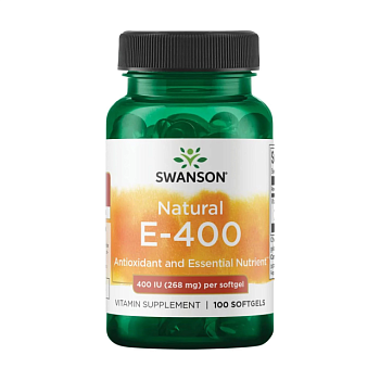 фото дієтична добавка вітаміни в гелевих капсулах swanson natural vitamin e вітамін е, 400 мо, 100 шт