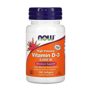 фото дієтична добавка вітаміни в капсулах now foods vitamin d3, 2000 мо, 240 шт