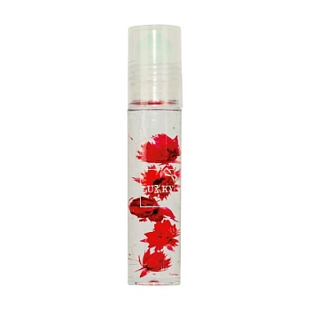 фото олія-блиск для губ lukky aqua fleur в ролику, з червоними квітами, 7.5 мл