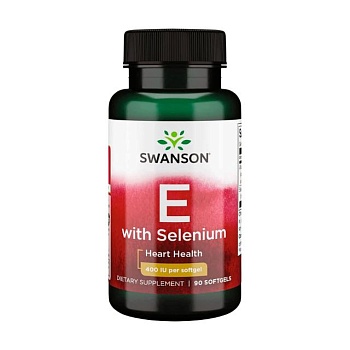 фото дієтична добавка вітаміни в гелевих капсулах swanson vitamin e with selenium вітамін е з селеном, 400 мо, 90 шт