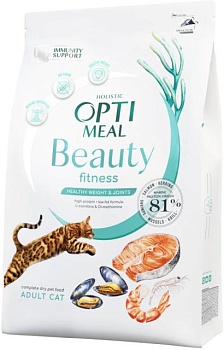 фото сухой беззерновой корм optimeal beauty fitness adult cats на основе морепродуктов 4 кг (4820215366045)