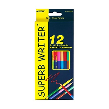 фото набір двосторонніх кольорових олівців marco superb writer, 12 кольорів (4110-12cb)